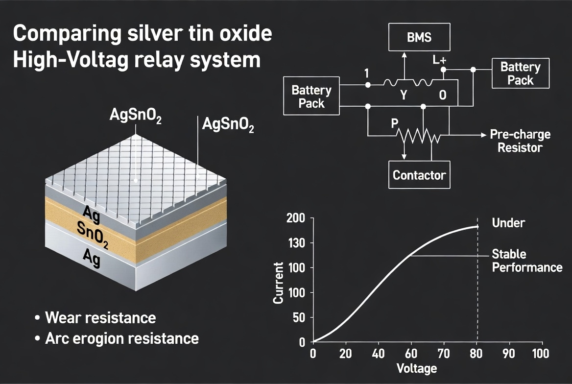 AgSnO2 silver tin oxide contacts in EV high-voltage relay BMS case study 2026