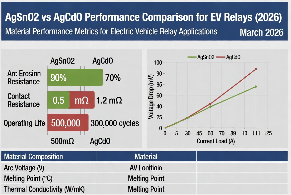 AgSnO2 vs AgCdO performance comparison for EV relays 2026