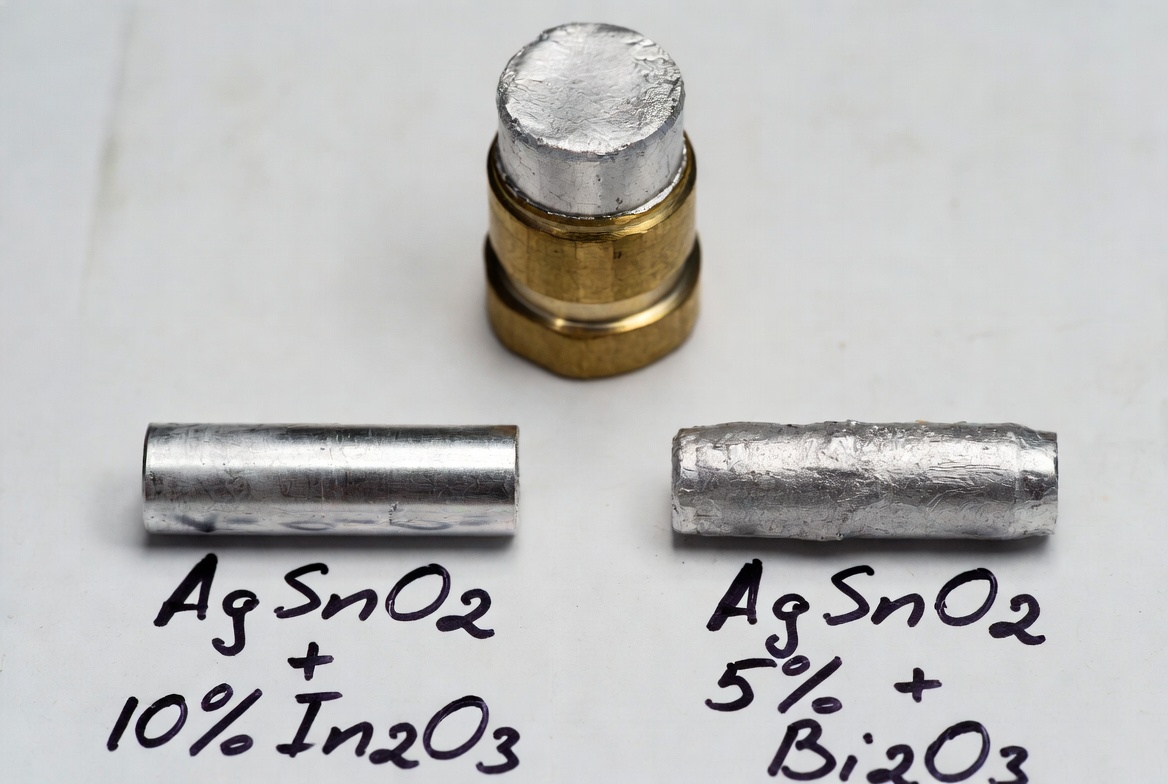 AgSnO2 doping In2O3 vs Bi2O3 comparison for EV relays 2026