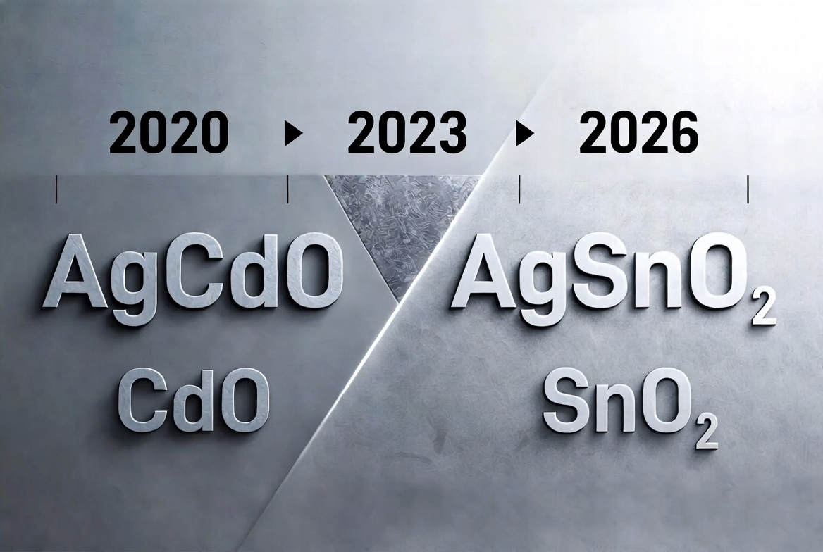 Silver contact materials shift 2020-2026 AgCdO to AgSnO2