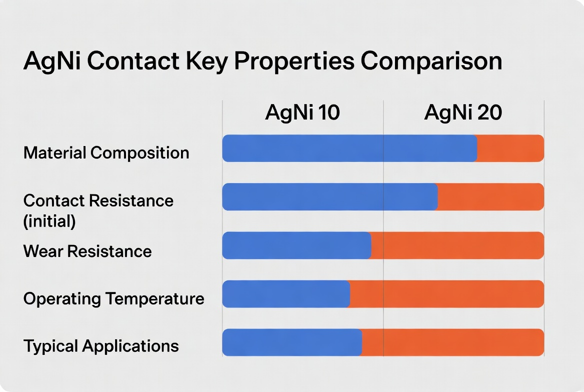 AgNi contact key properties comparison table 2026