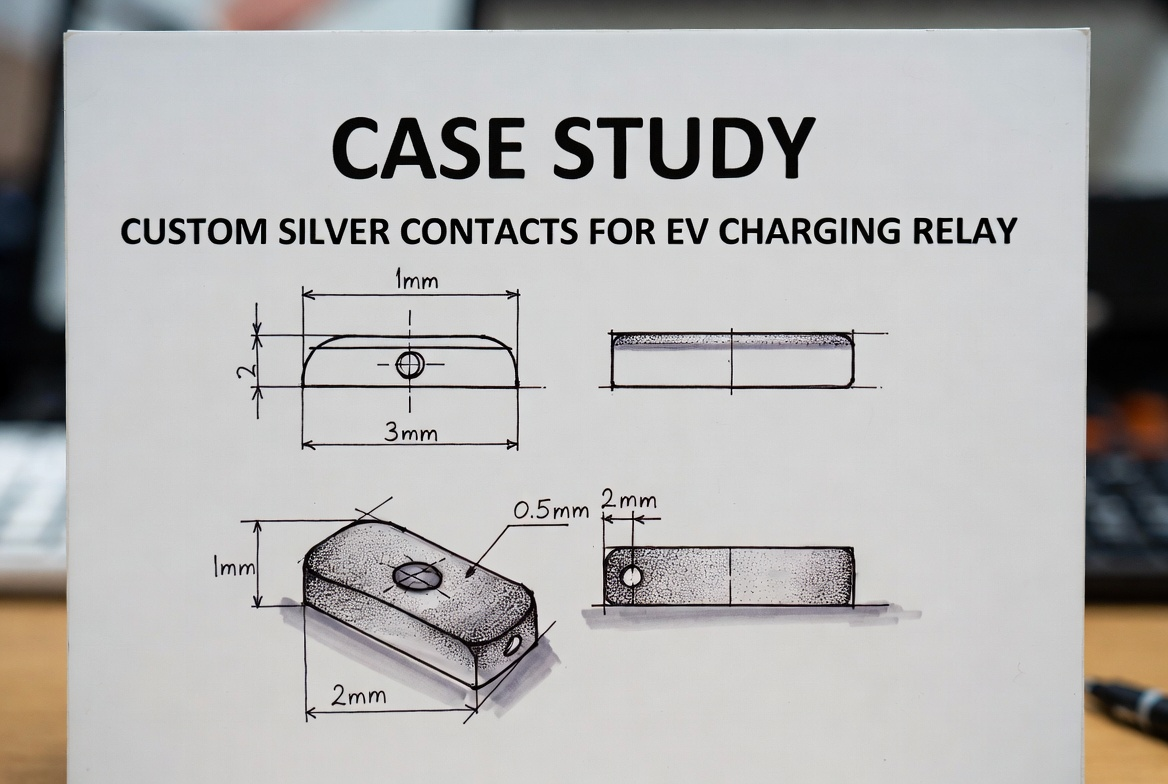 Custom silver contacts from drawings for EV charging relay case study
