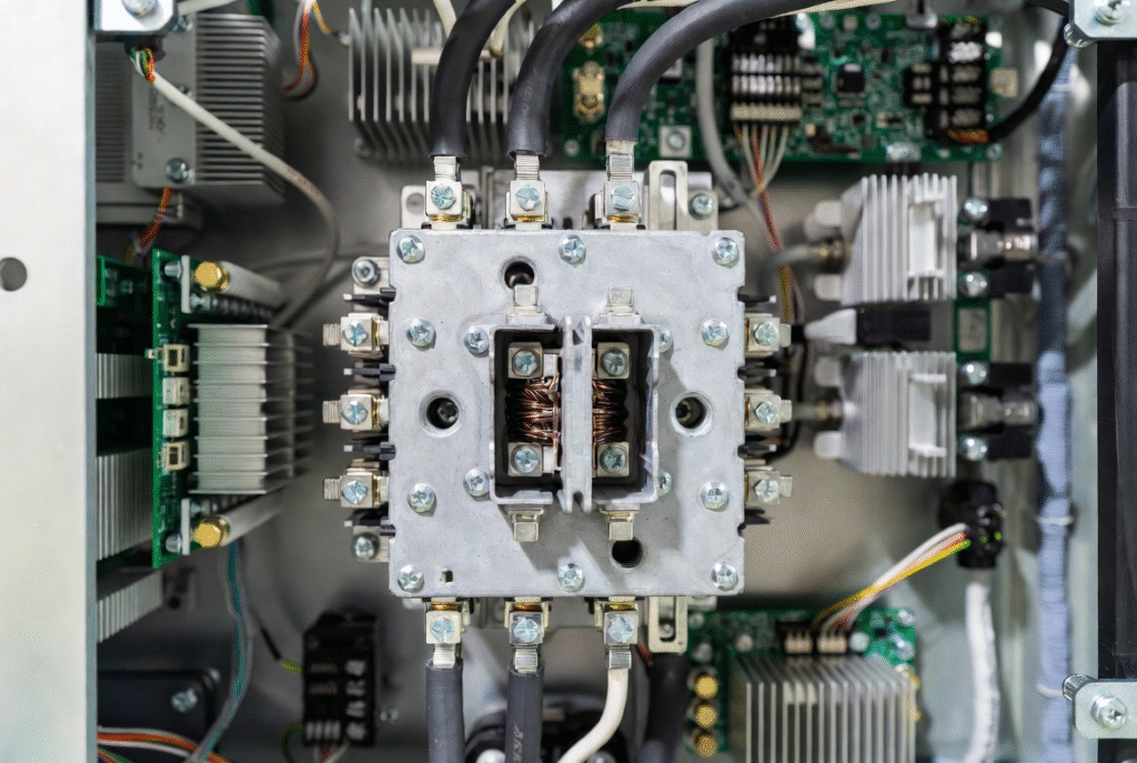 High-voltage DC contactor assembly in solar inverter utilizing Chende AgSnO2 silver contacts